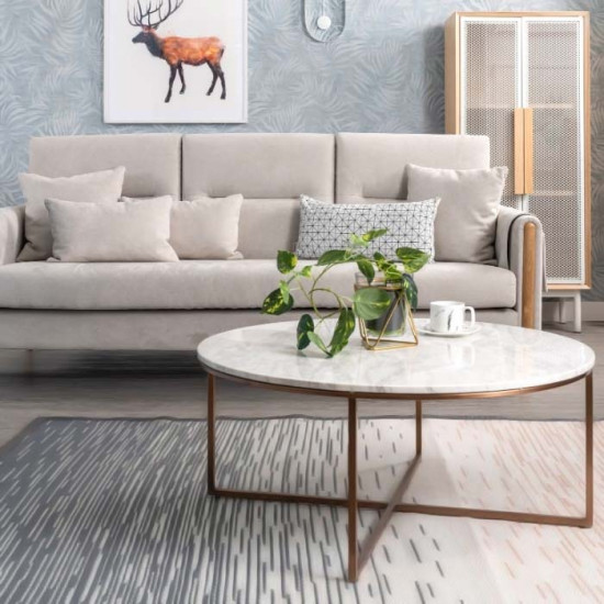 NOVA Natural Marble Coffee Table, White NOVA Natural Marble Coffee Table, White